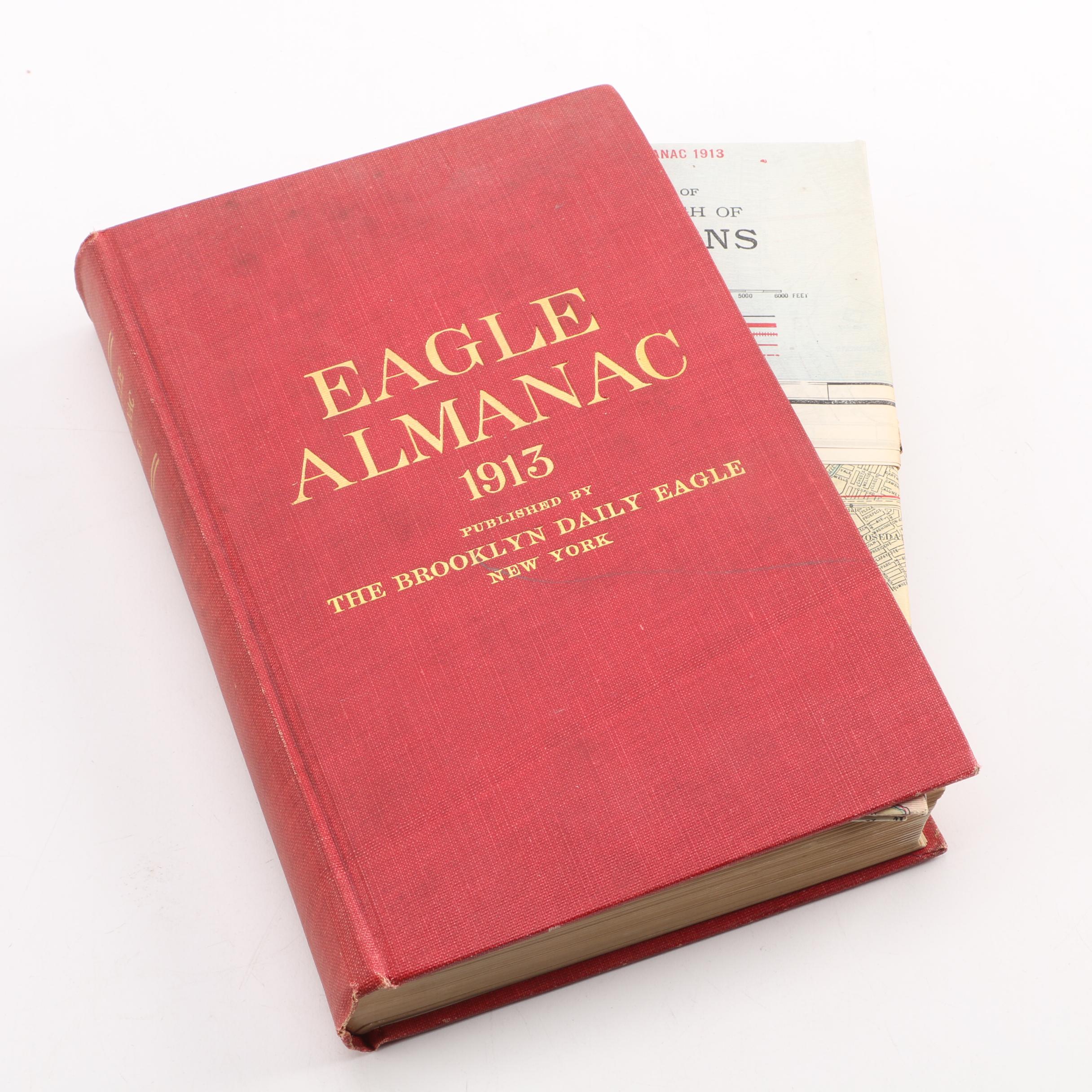 1913 "Brooklyn Daily Eagle Almanac" With Map of Queens, NY