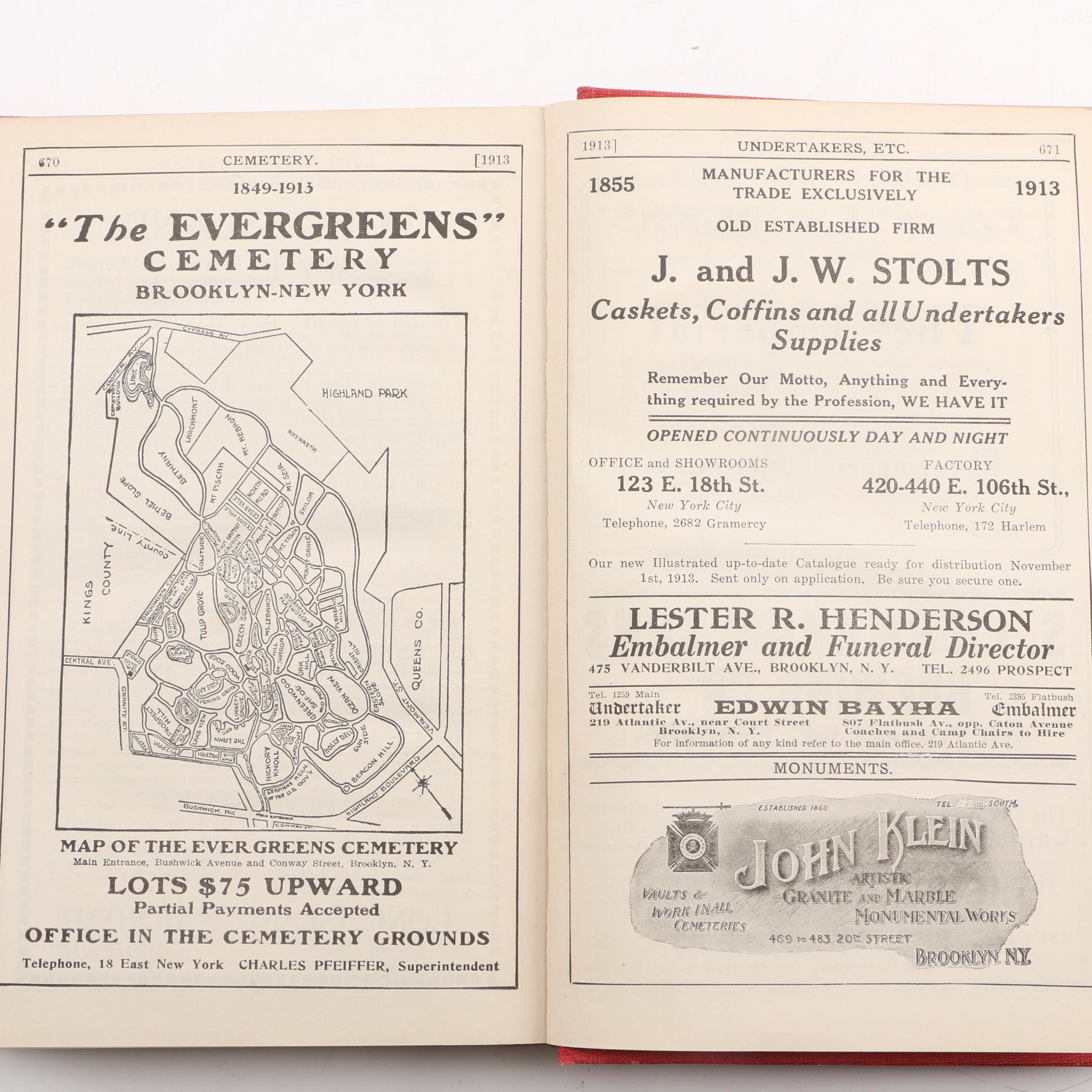 1913 "Brooklyn Daily Eagle Almanac" With Map of Queens, NY