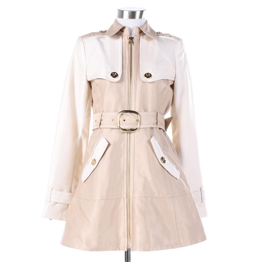 Women's Juicy Couture Beige and Off-White Cotton Blend Jacket
