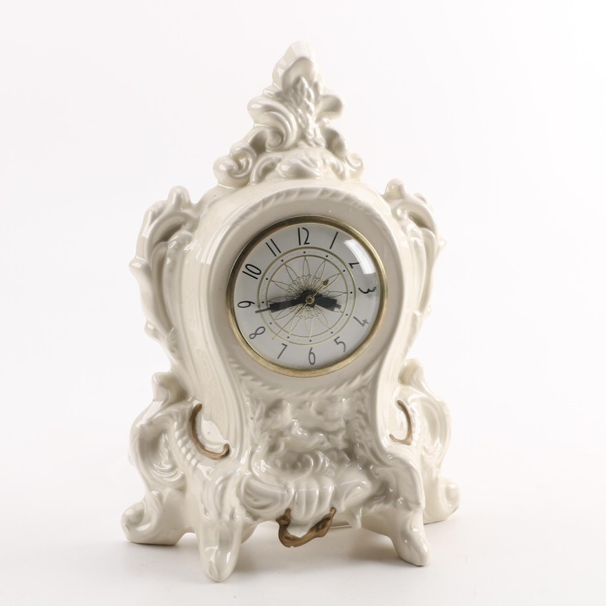Vintage Lanshire Ceramic French Mantel Clock
