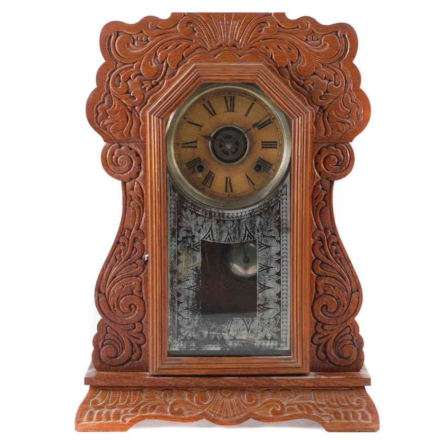 19th Century Ansonia Gingerbread Mantle Clock