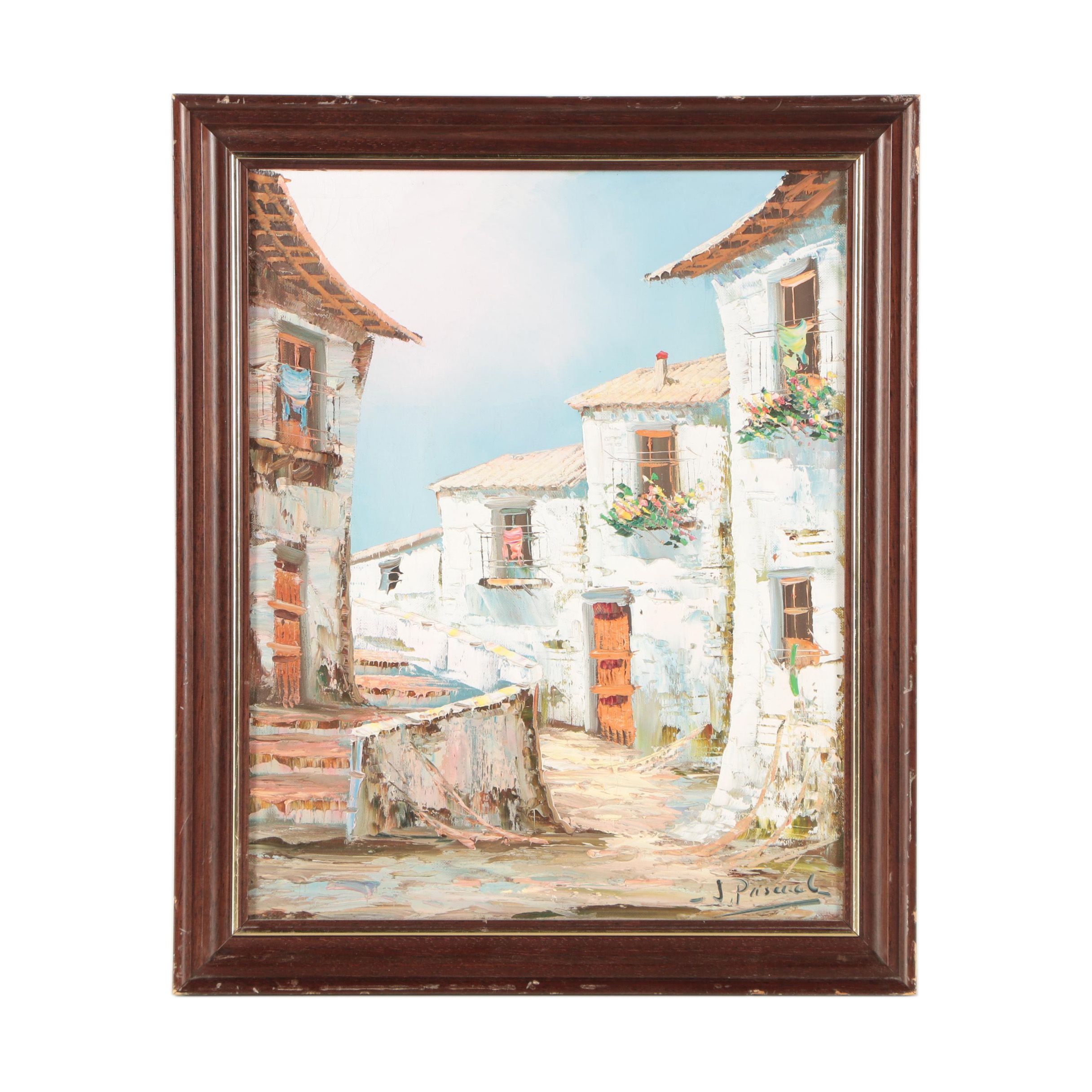 Juan Pascual Oil Painting of Village