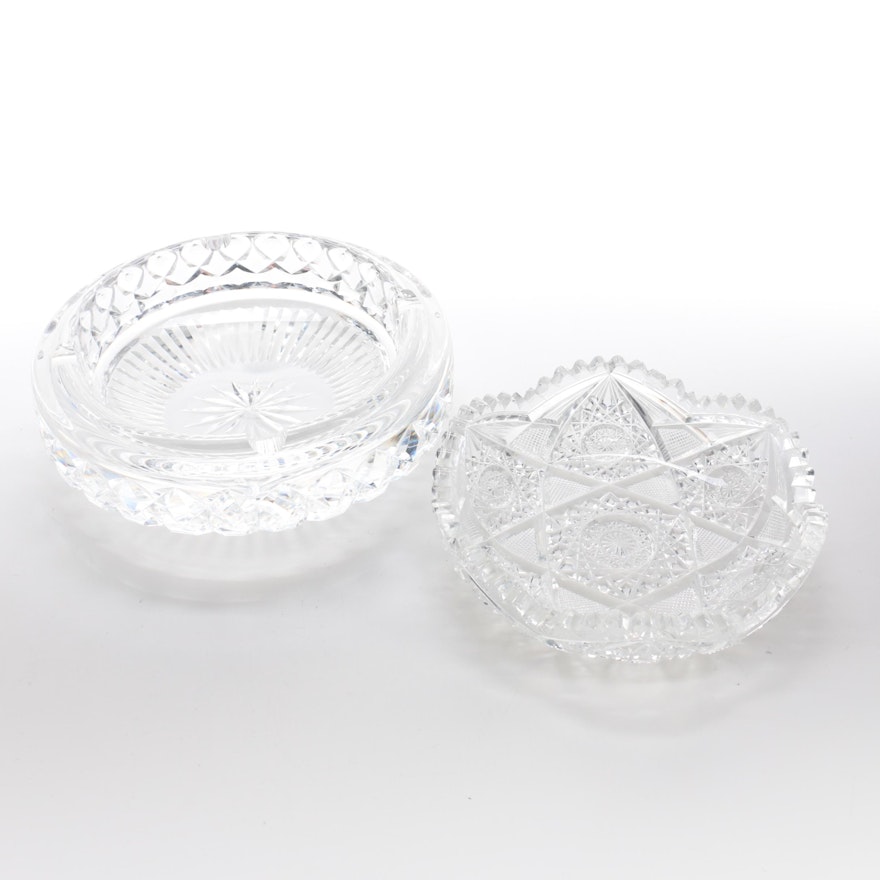 Crystal Ashtray and Cut Glass Candy Dish