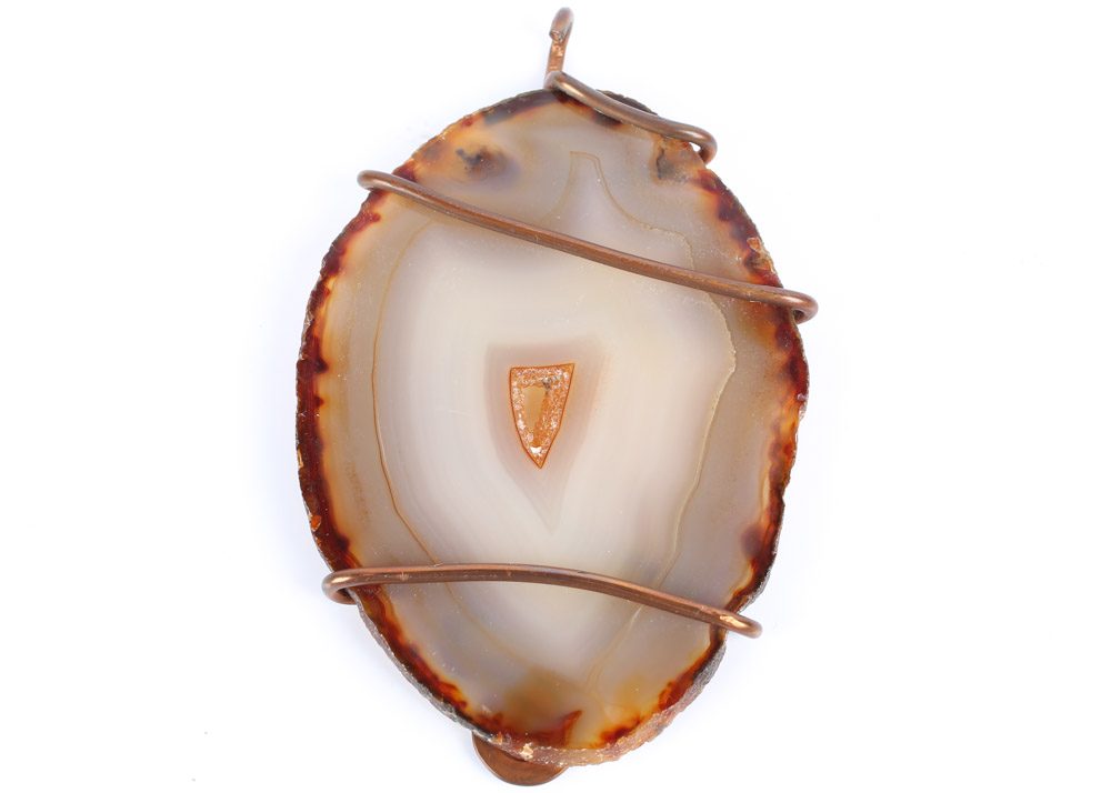 Copper, Stone, Agate, and Art Glass Necklace and Pendants