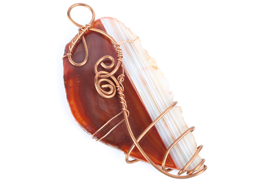 Copper, Stone, Agate, and Art Glass Necklace and Pendants