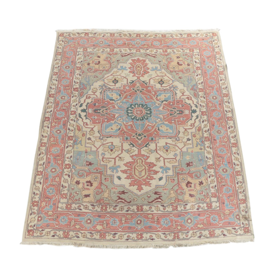 Handwoven Persian Heriz Serapi Soumak Rug