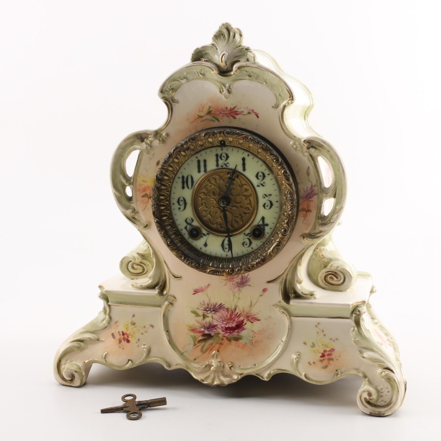 Antique Porcelain William L. Gilbert Mantel Clock