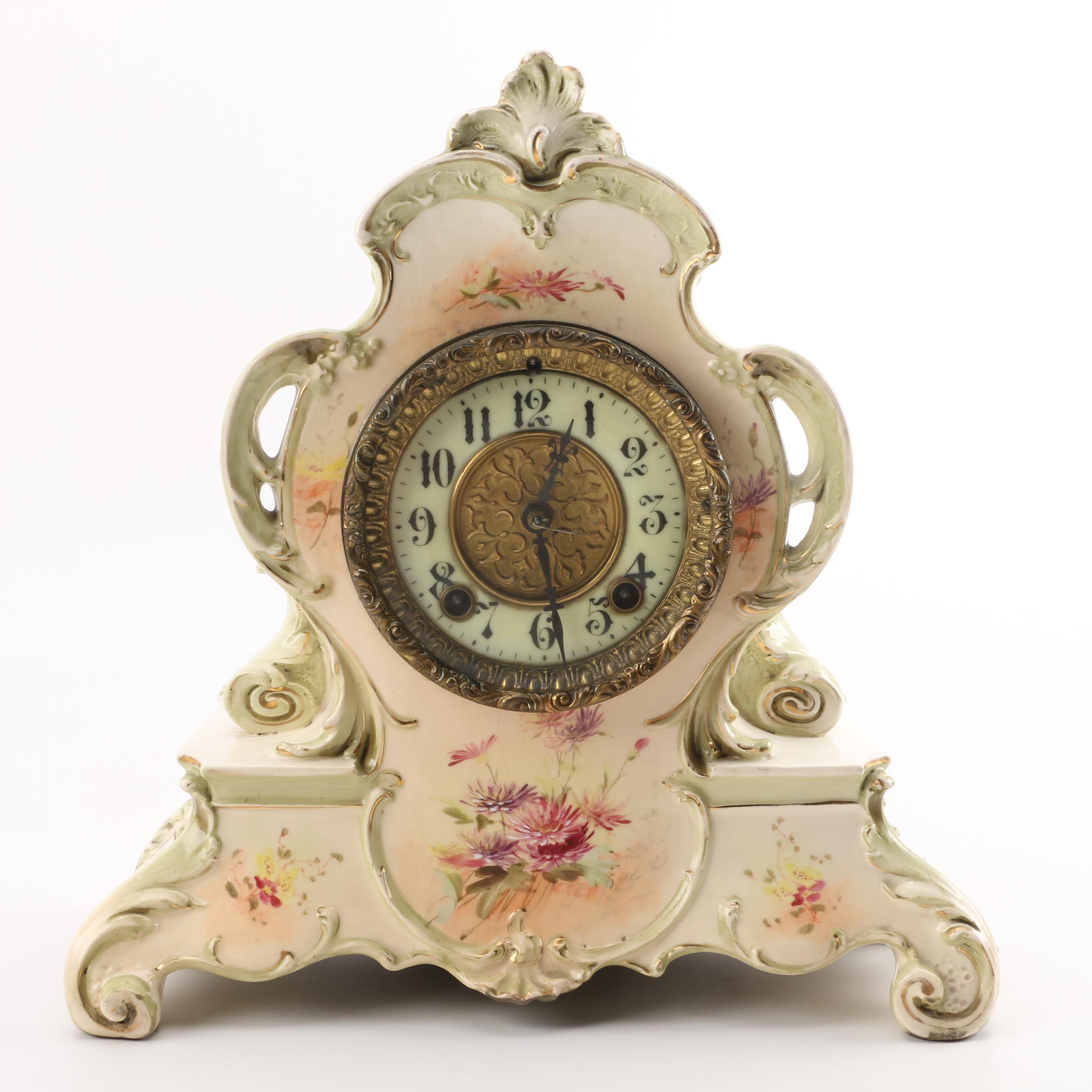 Antique Porcelain William L. Gilbert Mantel Clock