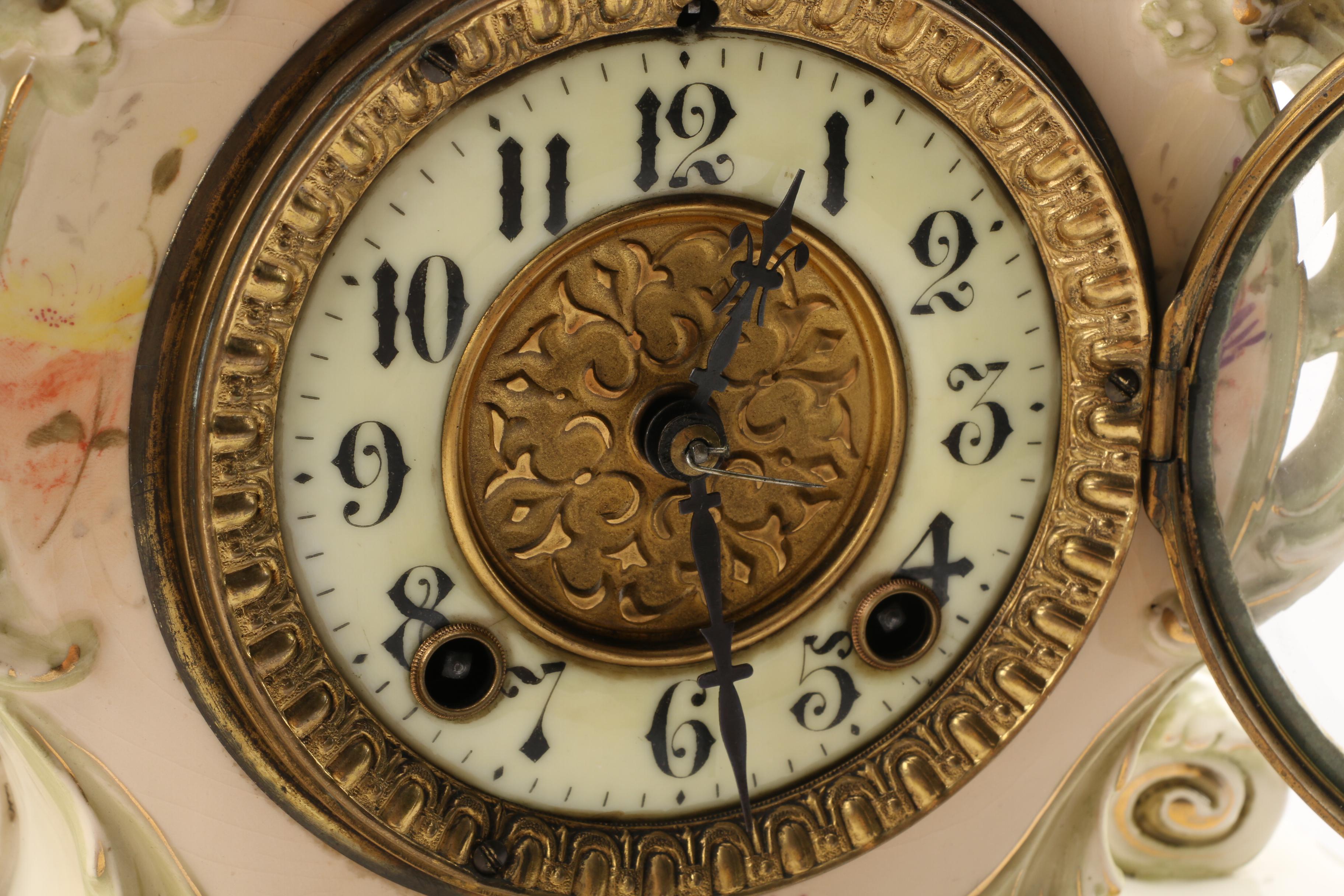 Antique Porcelain William L. Gilbert Mantel Clock