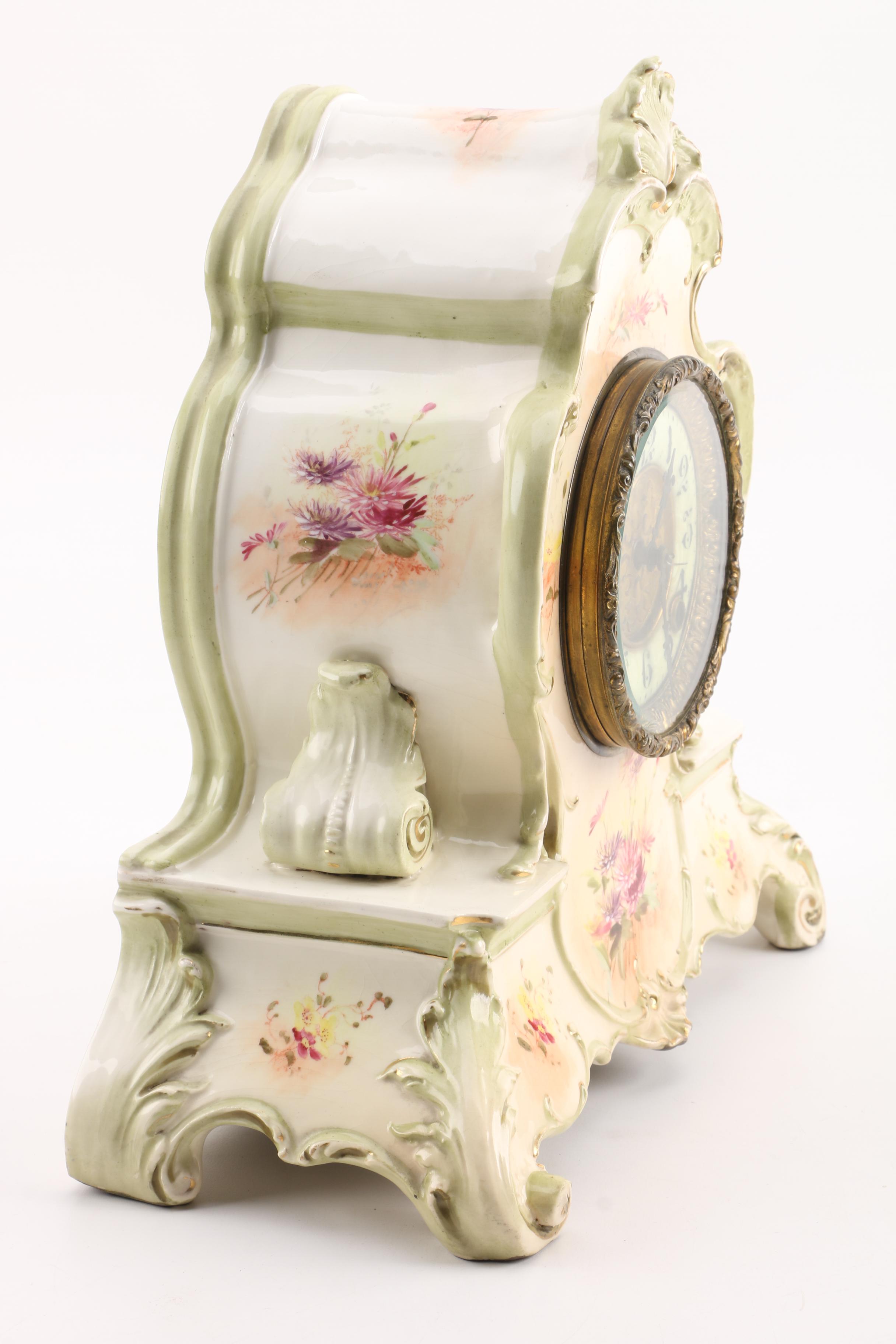 Antique Porcelain William L. Gilbert Mantel Clock