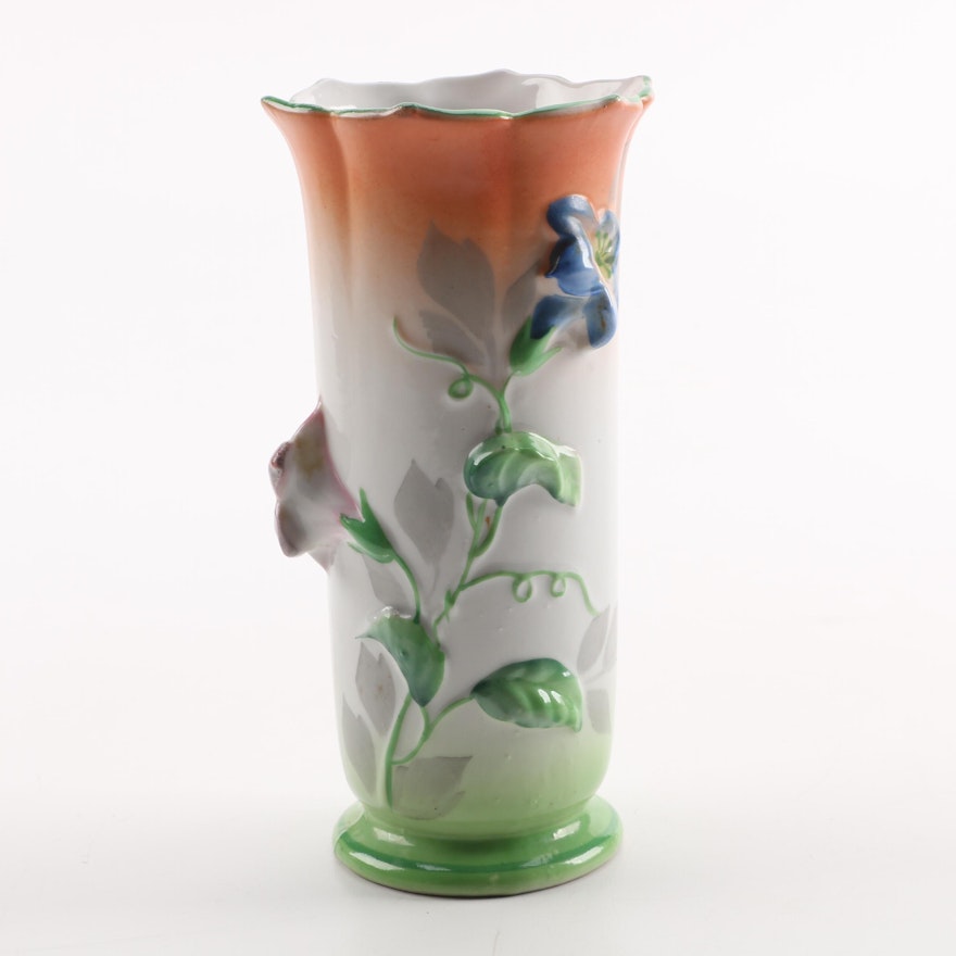 Vintage Hand-Painted Japanese Trico Vase