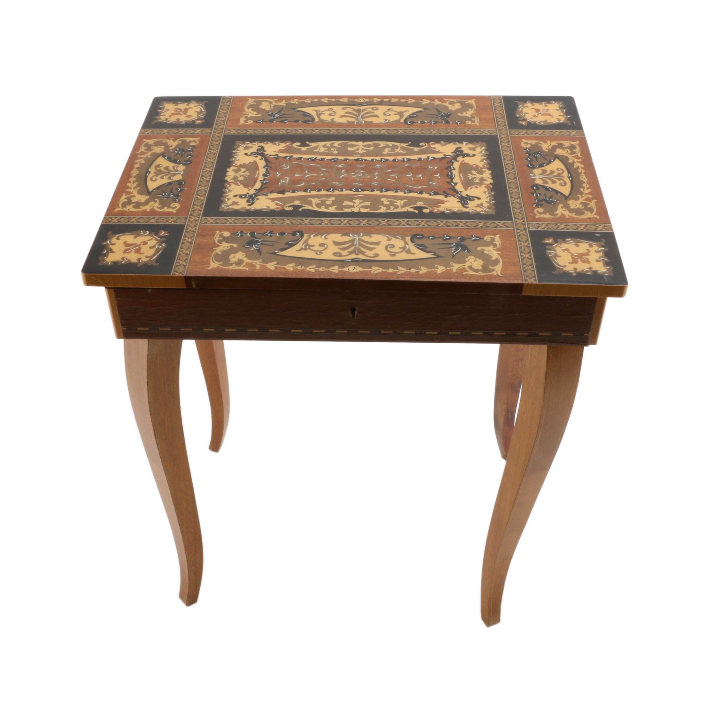 Marquetry Inlaid Reuse Music Box Table by Florentia