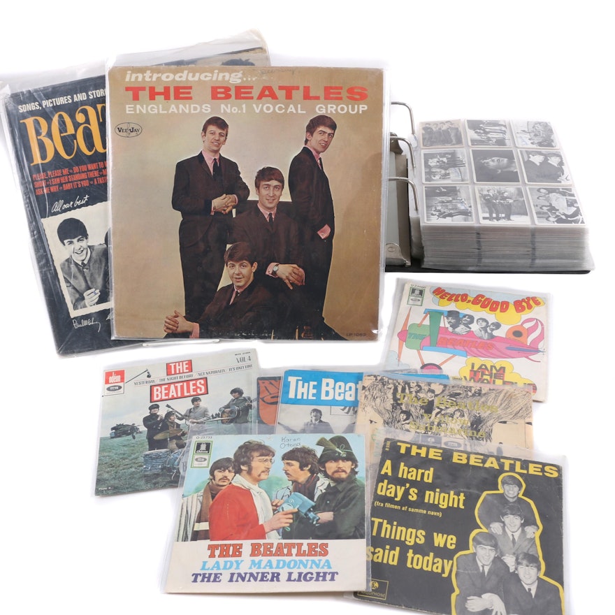Beatles Record Sleeves, Collectible Cards, and Photo Album
