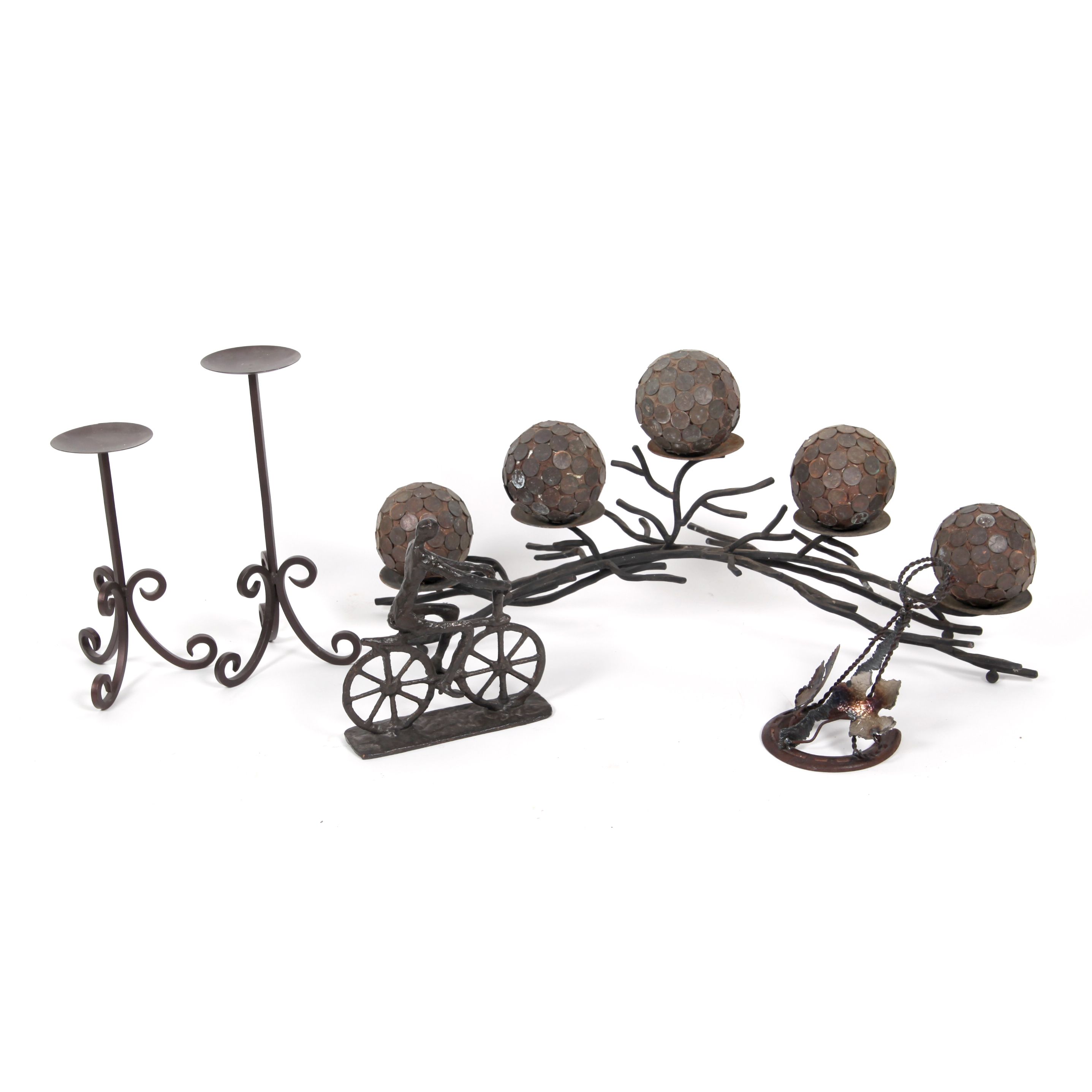 Pair of Candlesticks, Candle Holder and Others