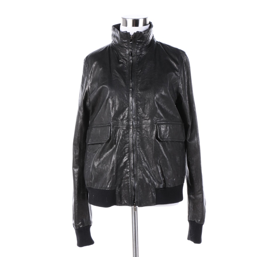 Women's Theory Black Leather Jacket