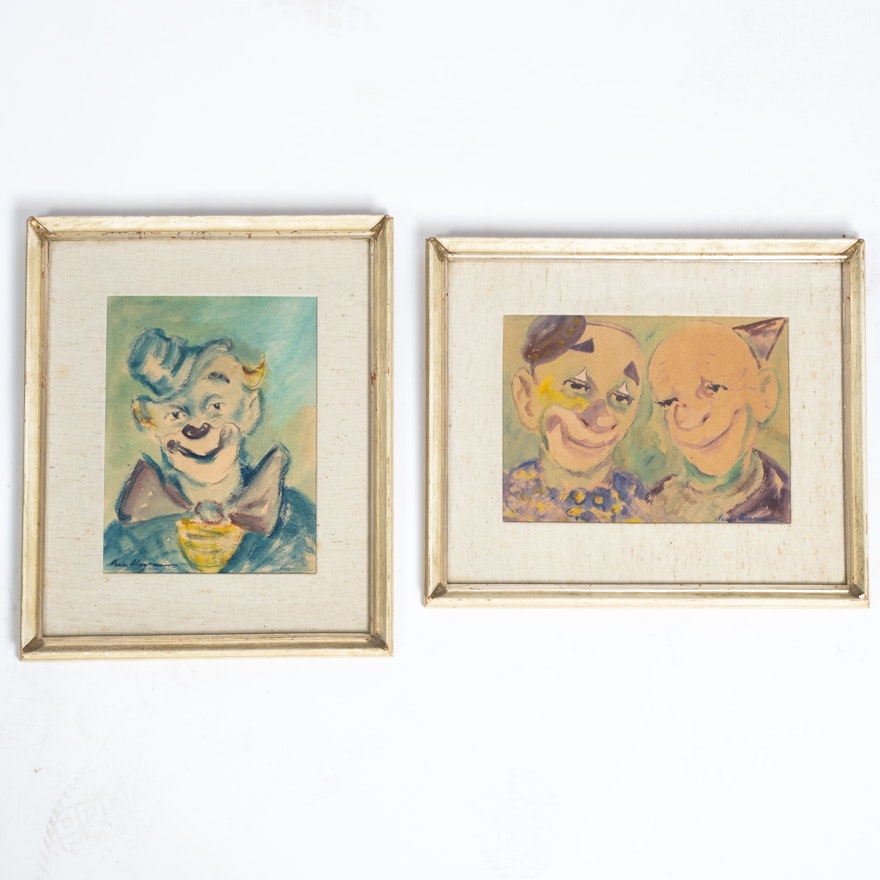 Niels Mogensen Watercolor Paintings of Clowns