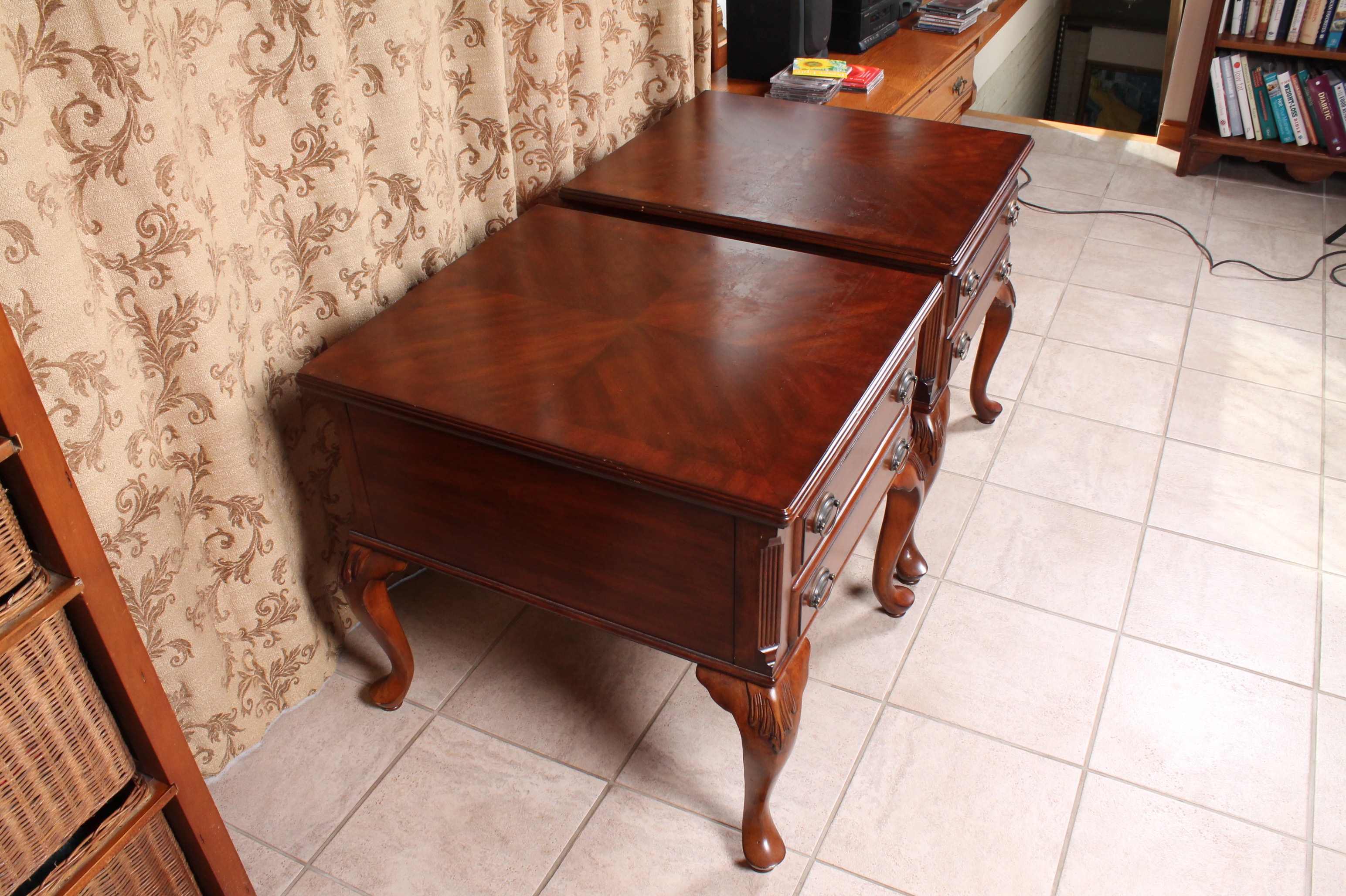 Pair of Chris Madden Wood Veneer Side Tables