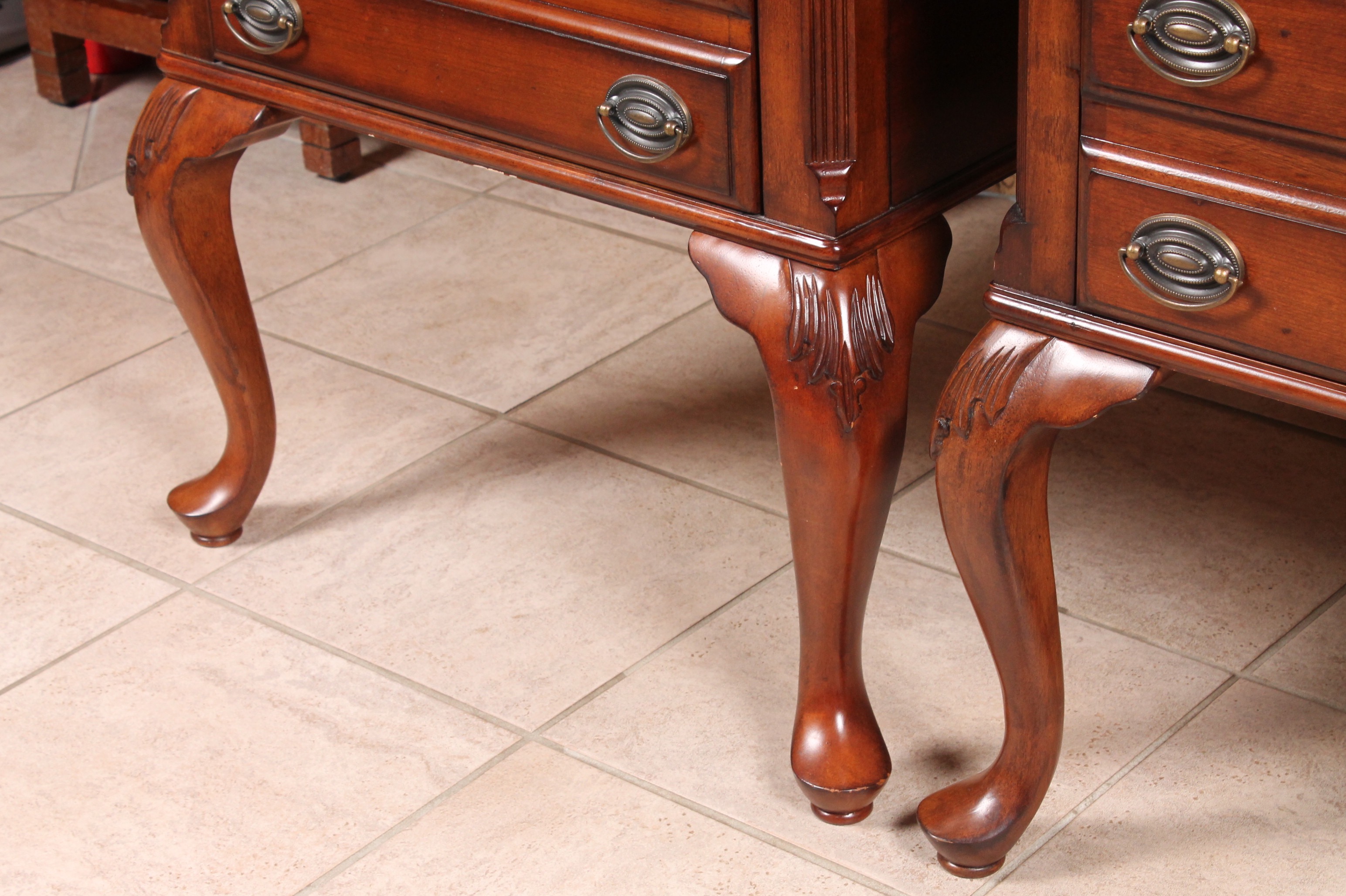 Pair of Chris Madden Wood Veneer Side Tables