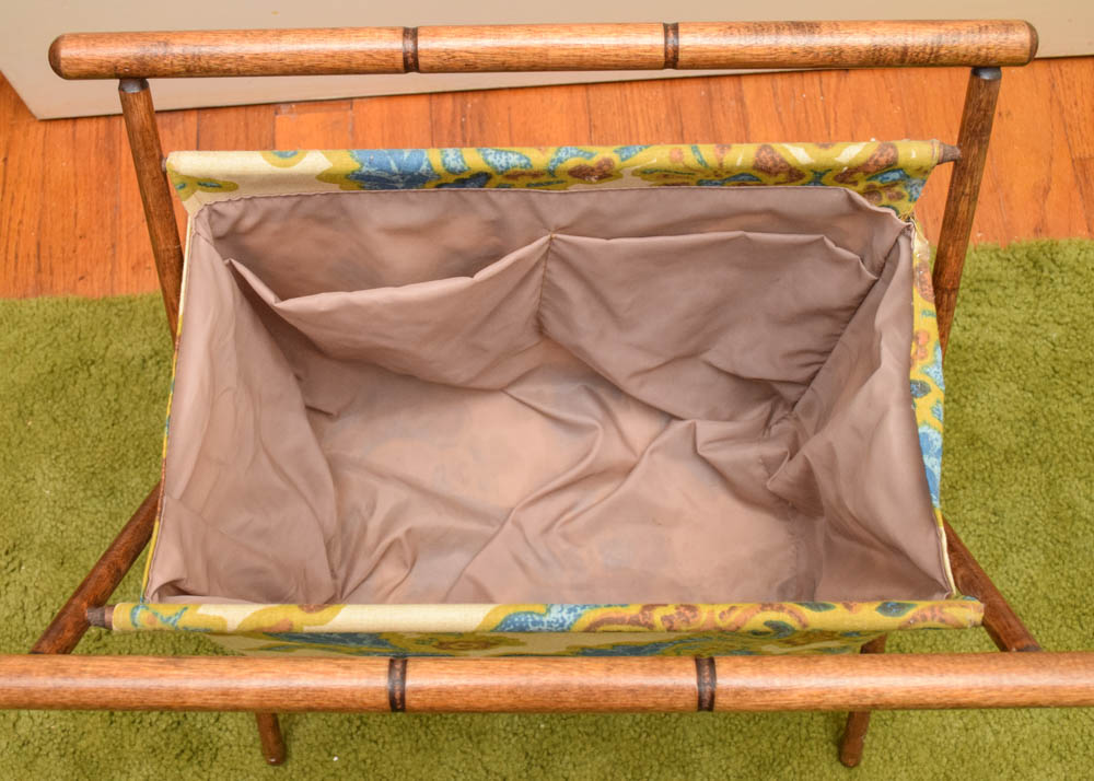 Mid Century Modern Sewing Cabinet, Stool, and Singer Sewing Machine