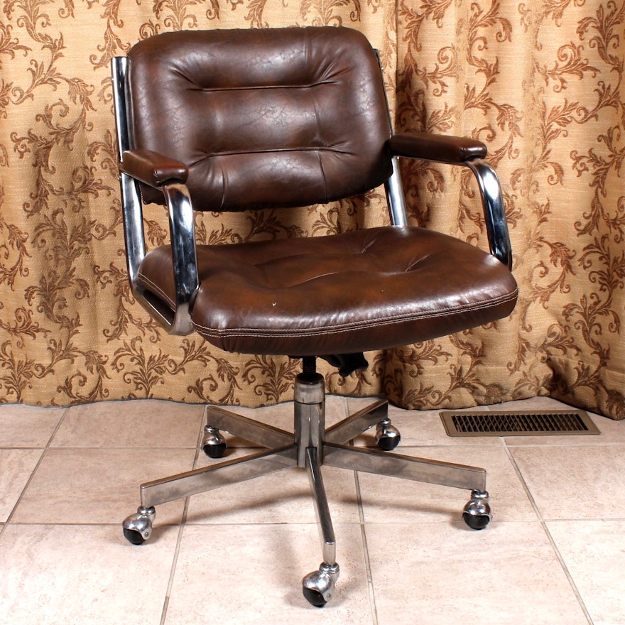 Vintage Style Faux Leather Upholstered Office Chair