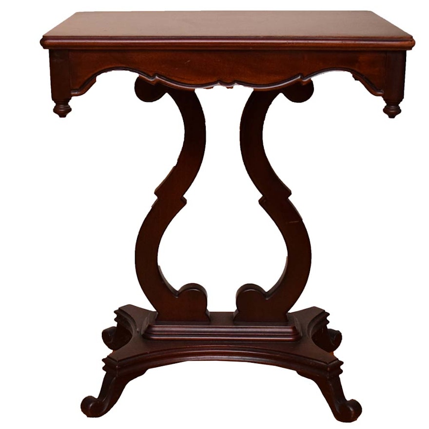 Antique Lyre Accent Table