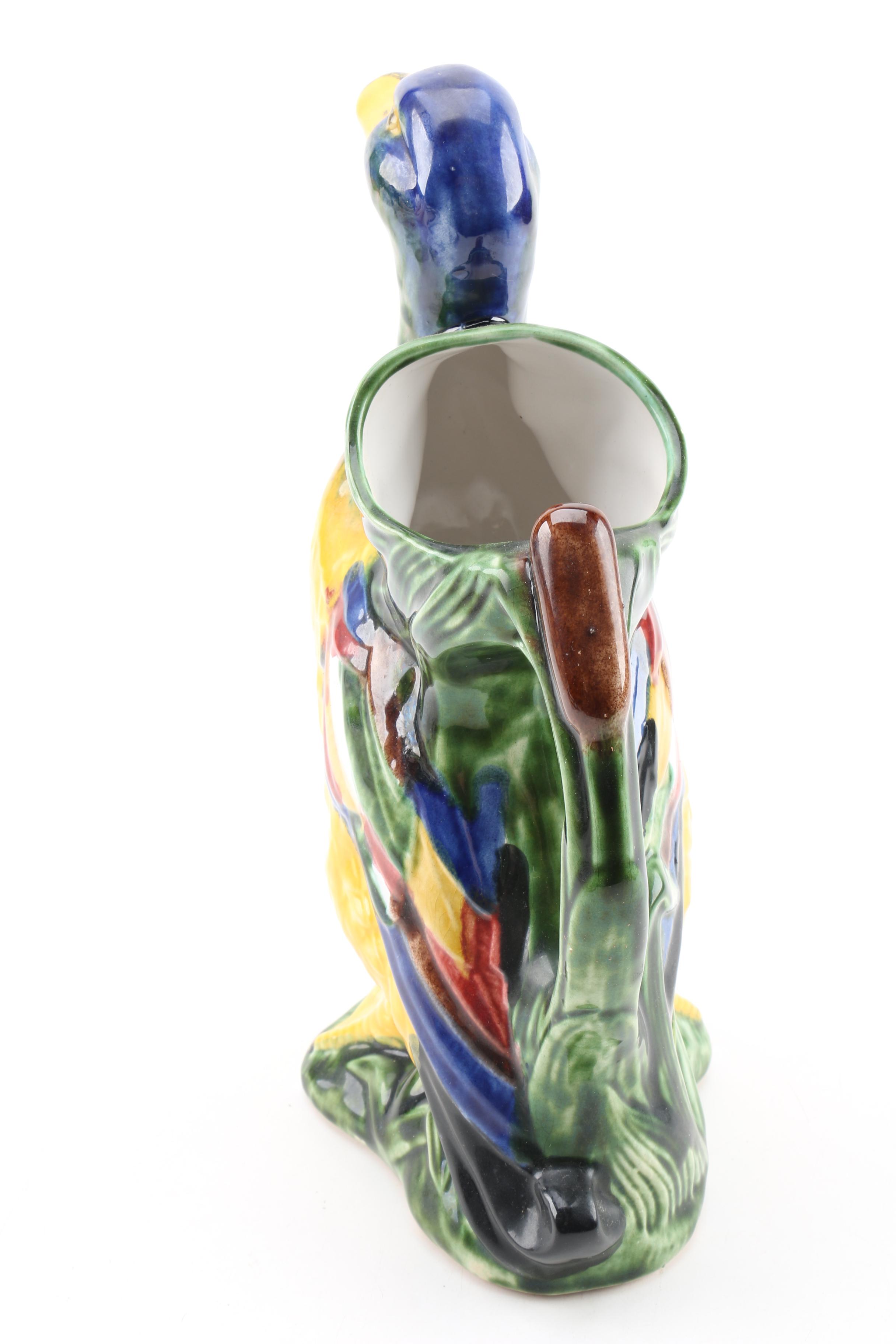 Vintage F. Mendes Portuguese Majolica Duck Pitcher