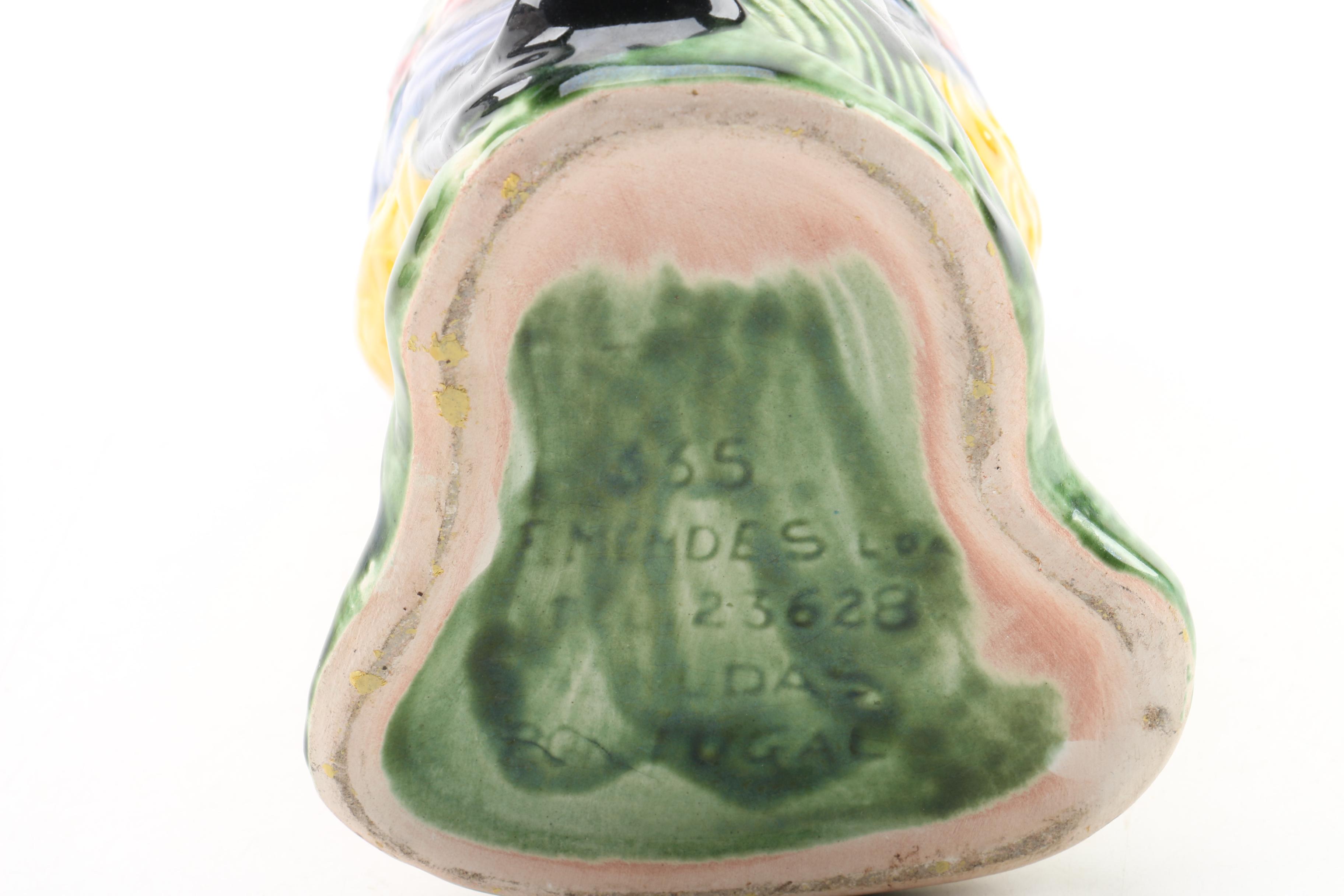 Vintage F. Mendes Portuguese Majolica Duck Pitcher