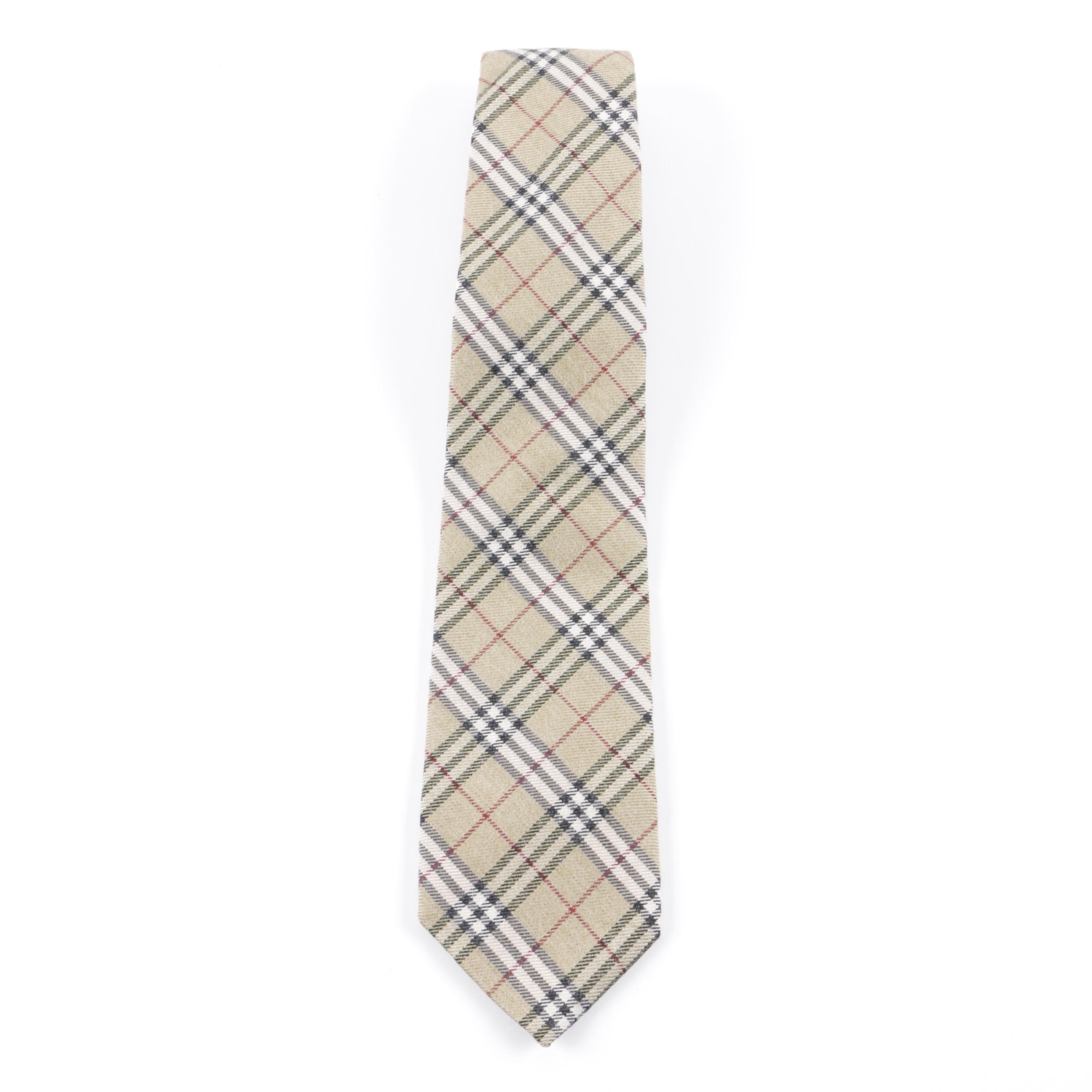 Burberry London Plaid Wool Blend Necktie