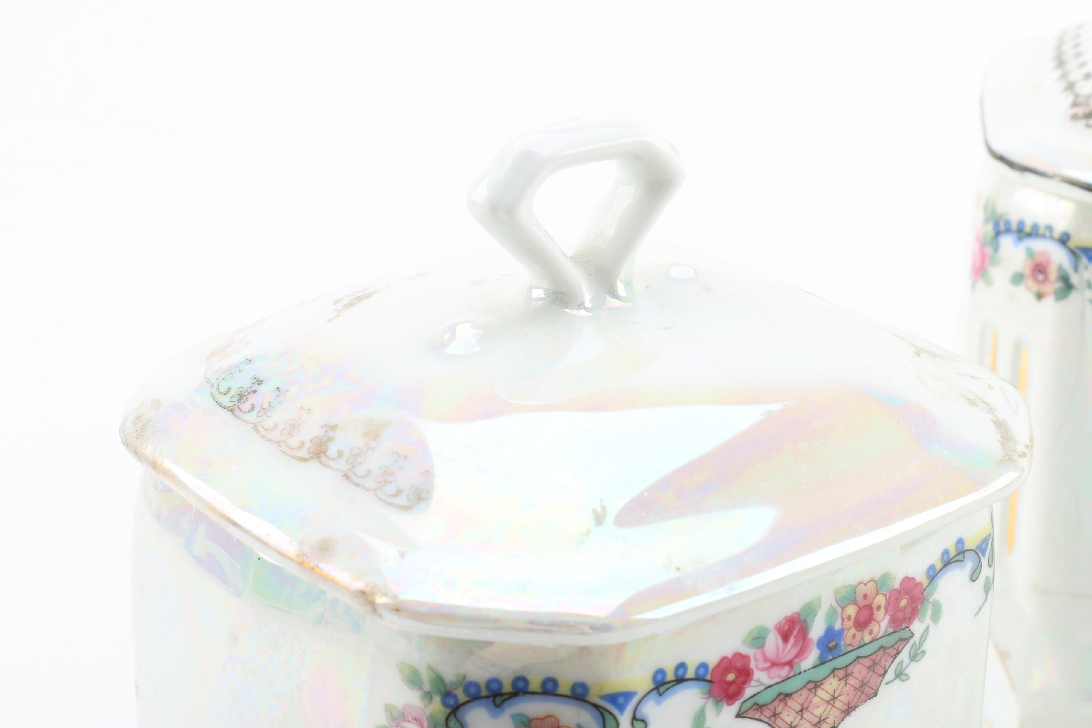 Vintage Victoria Czechoslovakia Lusterware Containers