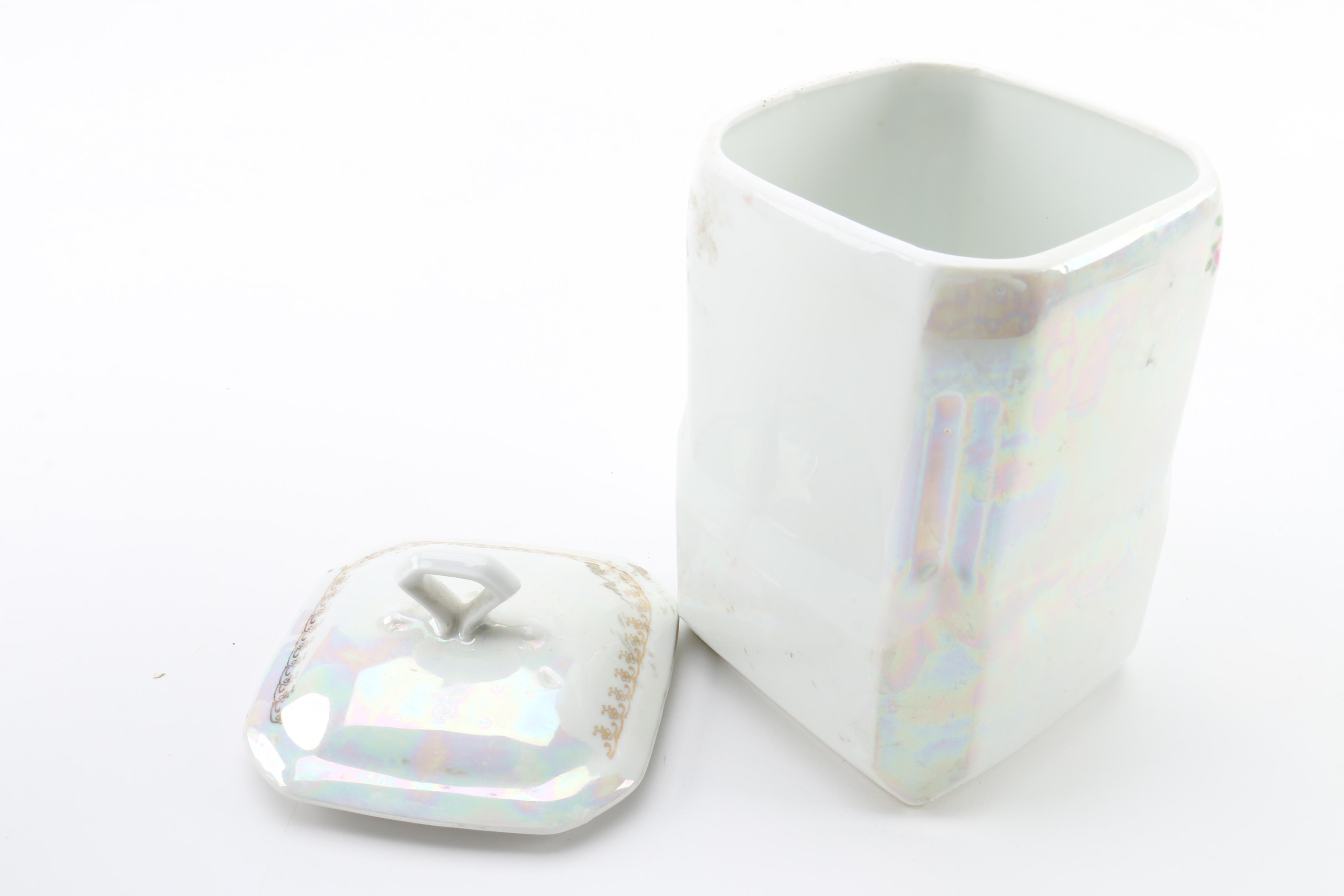 Vintage Victoria Czechoslovakia Lusterware Containers