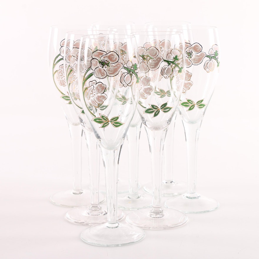 Hand Pained Glass Champagne Flutes