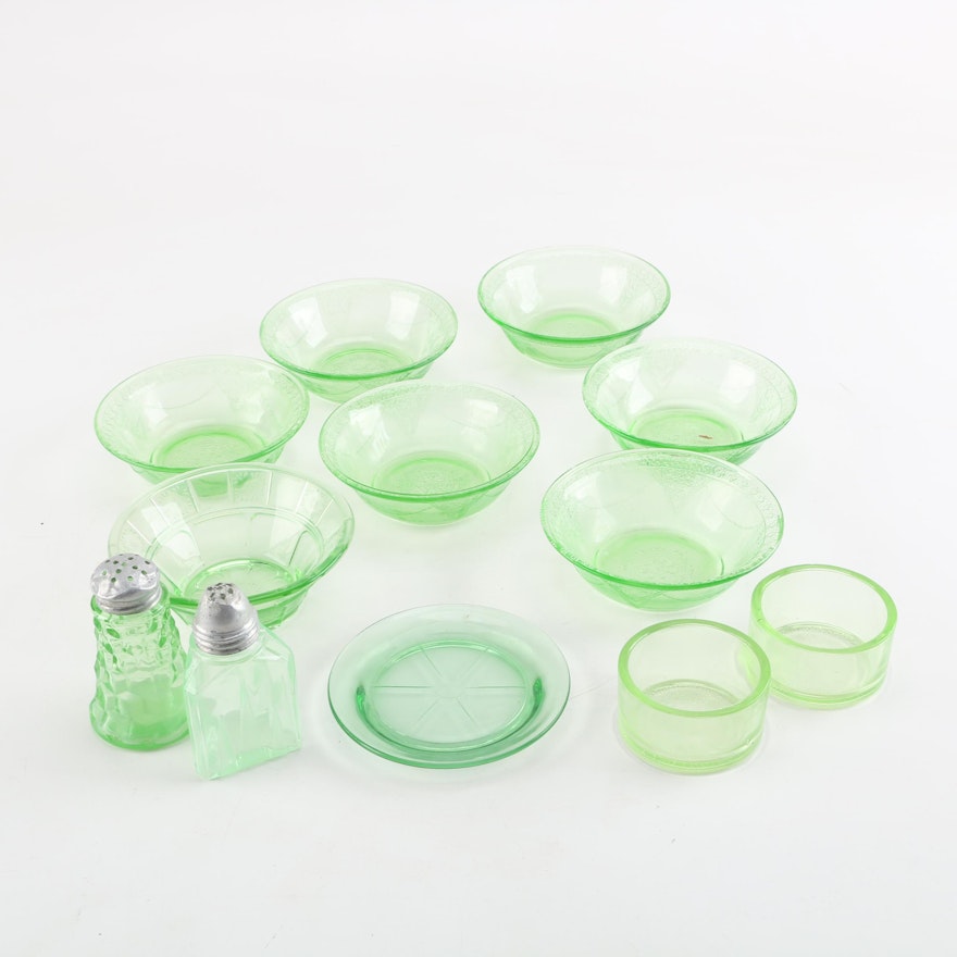 Vintage Vaseline Glass Tableware