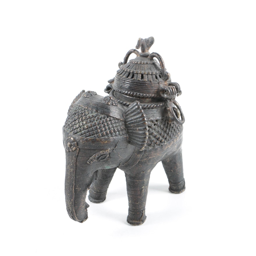 Metal South Asian Elephant Censer or Container