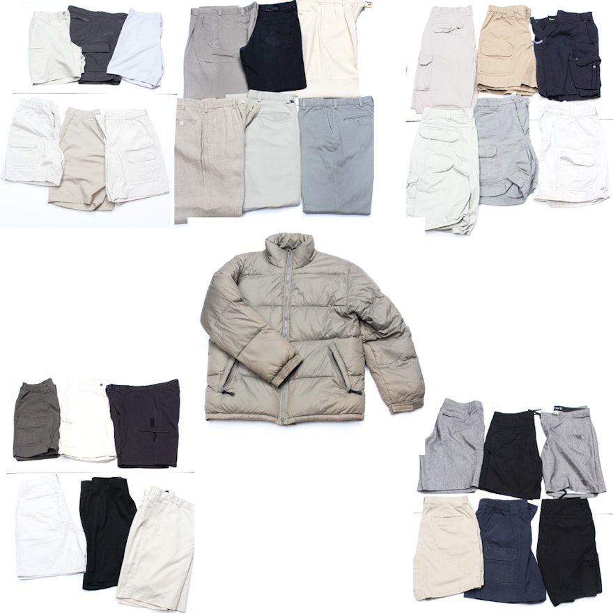 Men's Shorts, Pants, and Down Jacket