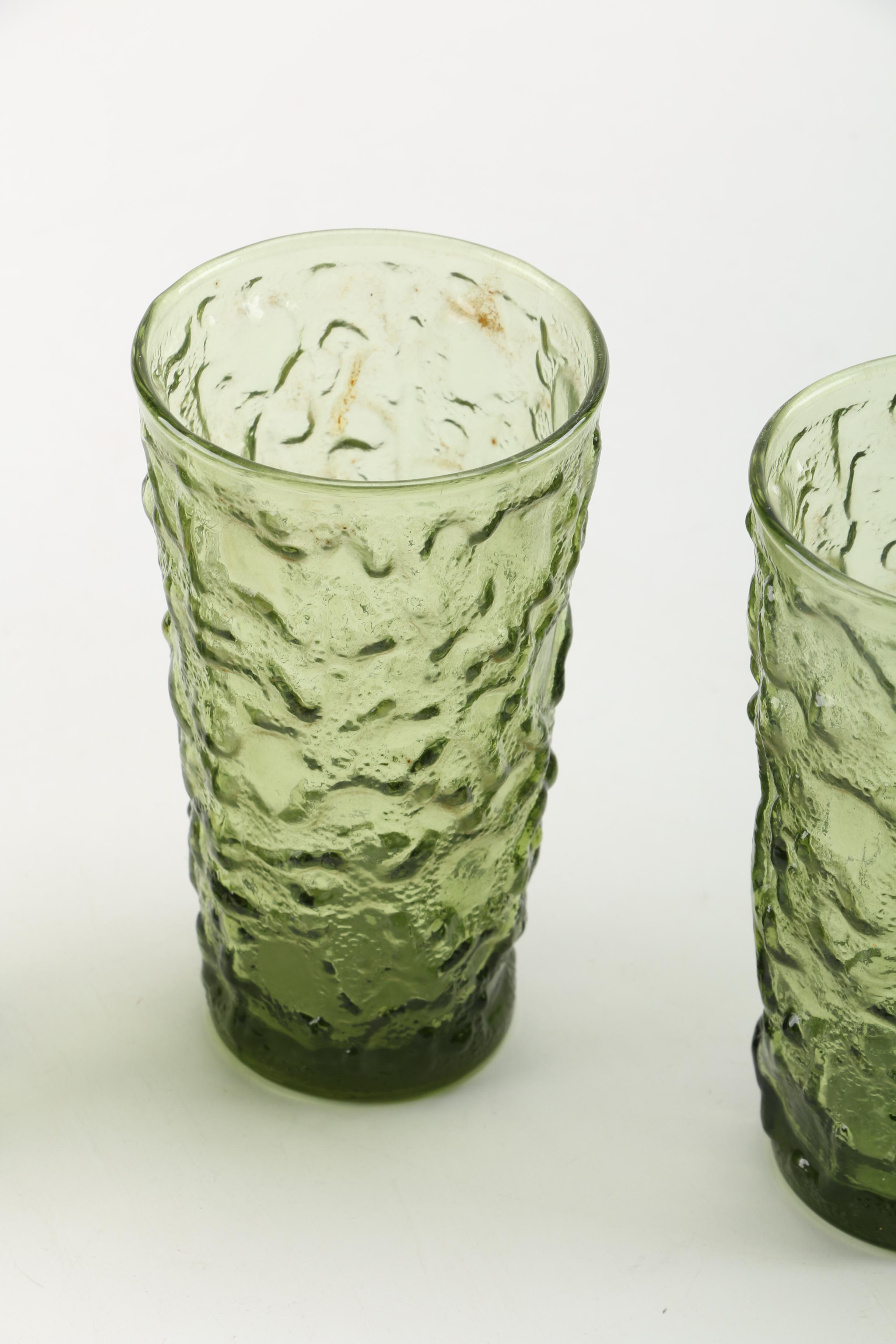 Anchor Hocking "Milano" Avocado Glass Pitcher Set with Compote