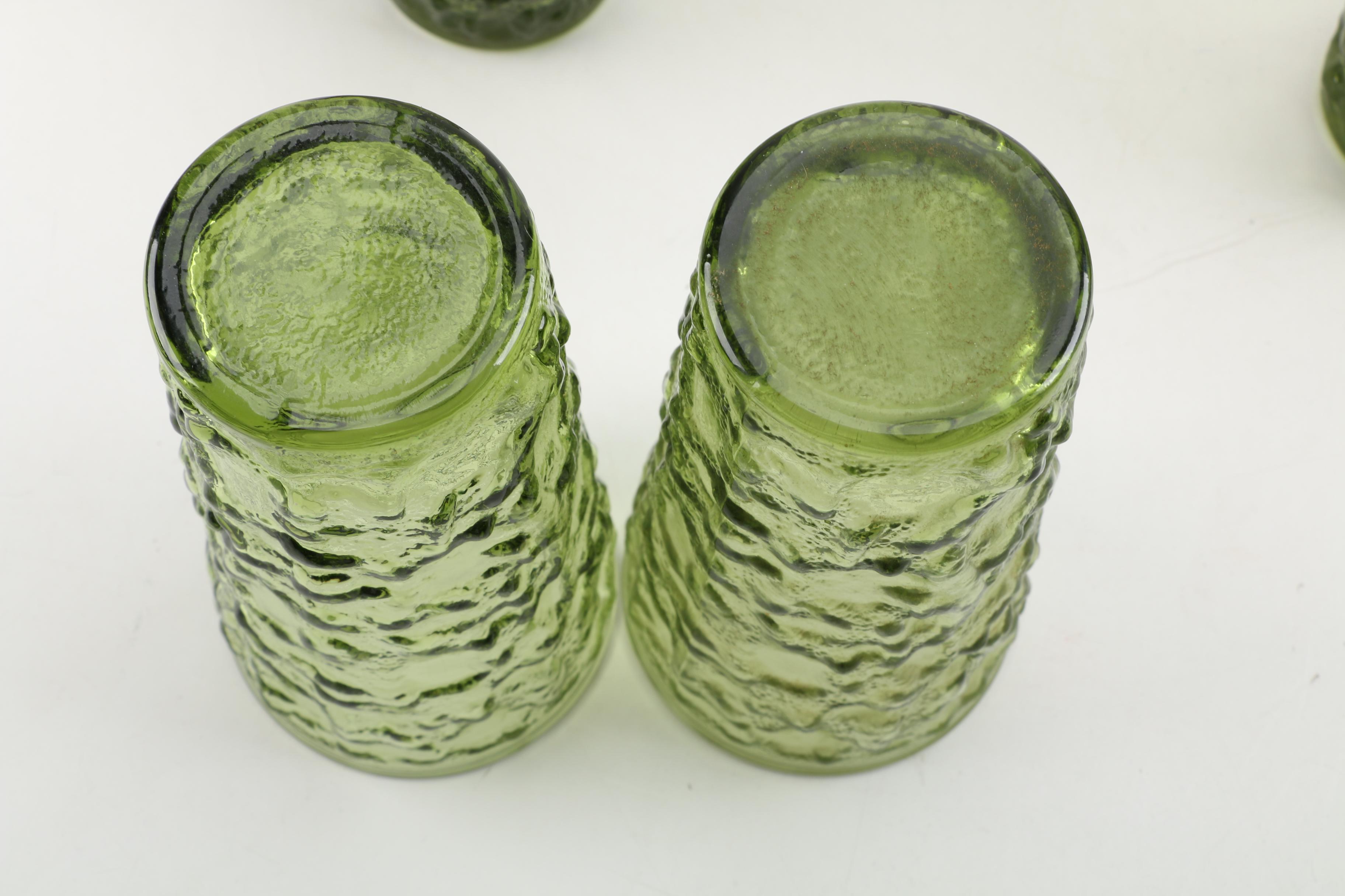 Anchor Hocking "Milano" Avocado Glass Pitcher Set with Compote