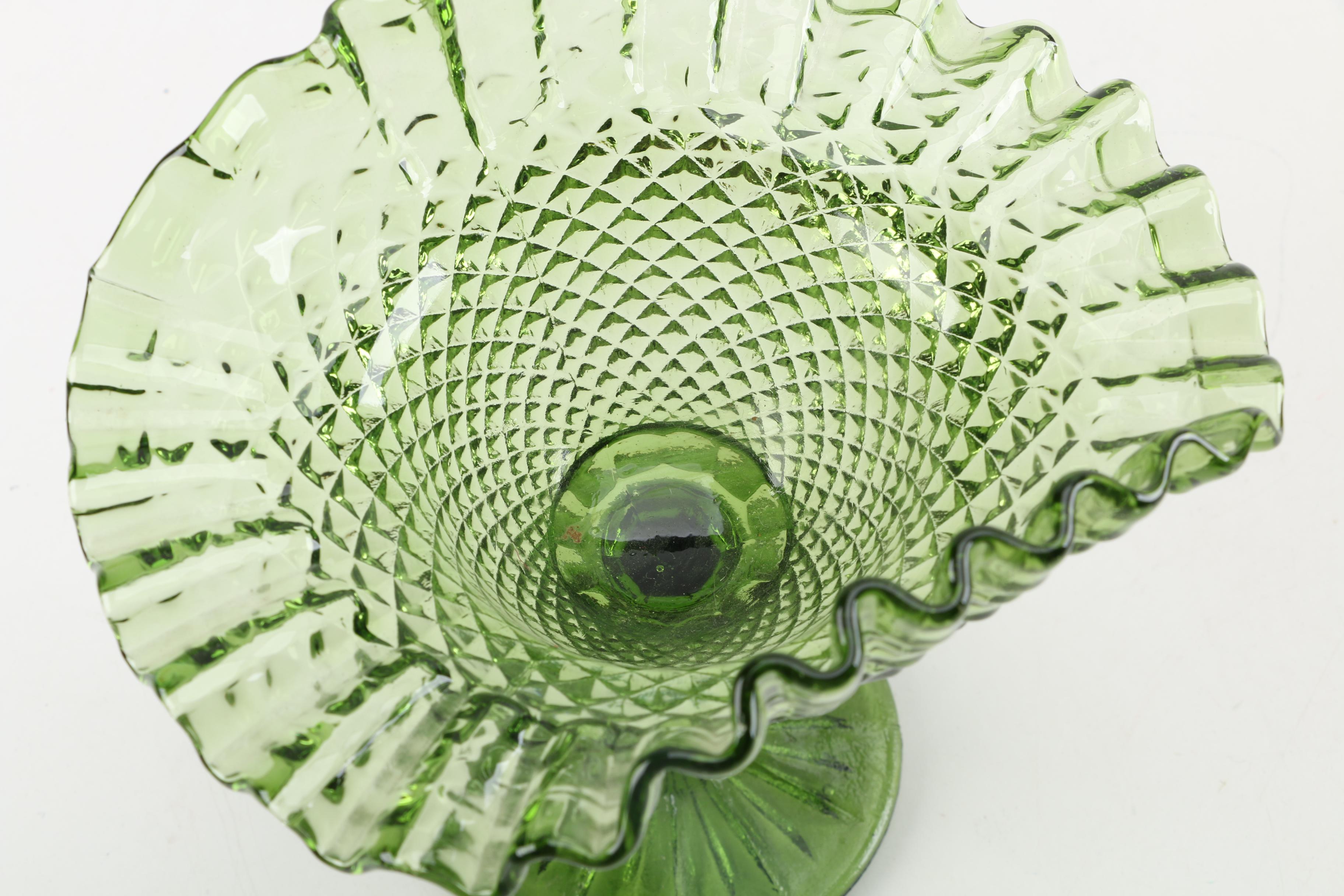 Anchor Hocking "Milano" Avocado Glass Pitcher Set with Compote