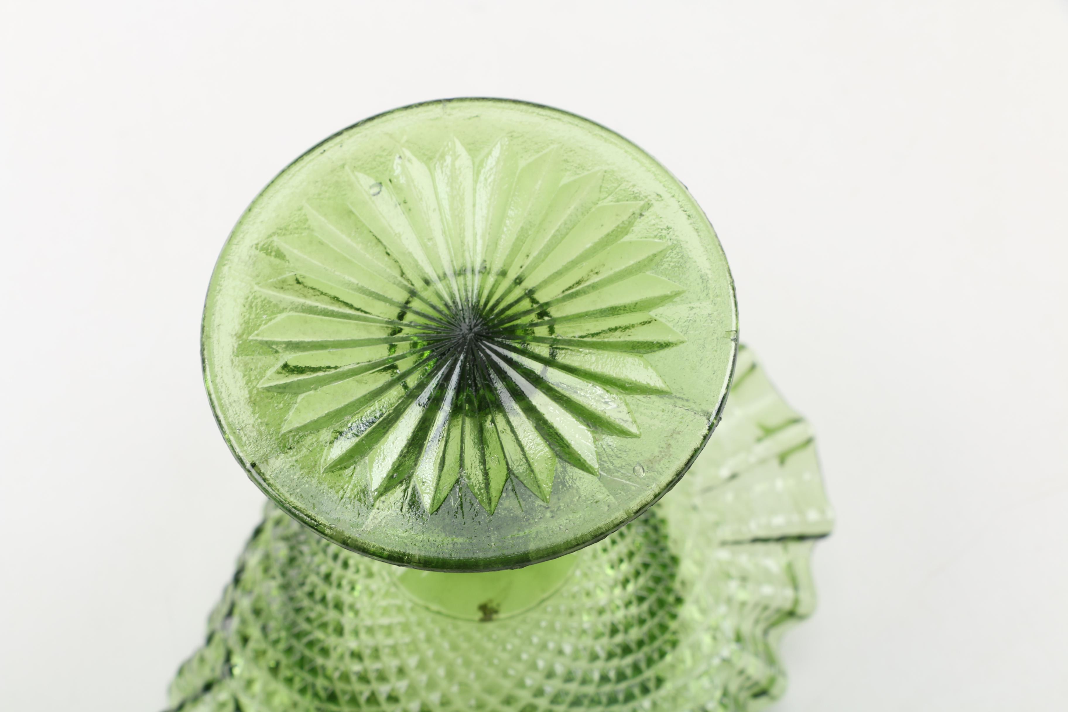 Anchor Hocking "Milano" Avocado Glass Pitcher Set with Compote