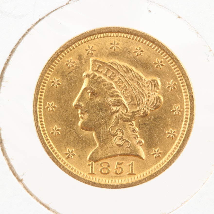 1851 Liberty Head $2 1/2 Gold Coin