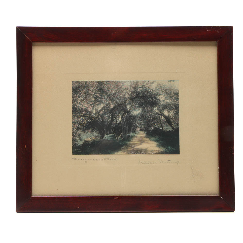 Wallace Nutting Hand-Colored Photograph "Honeymoon Drive"