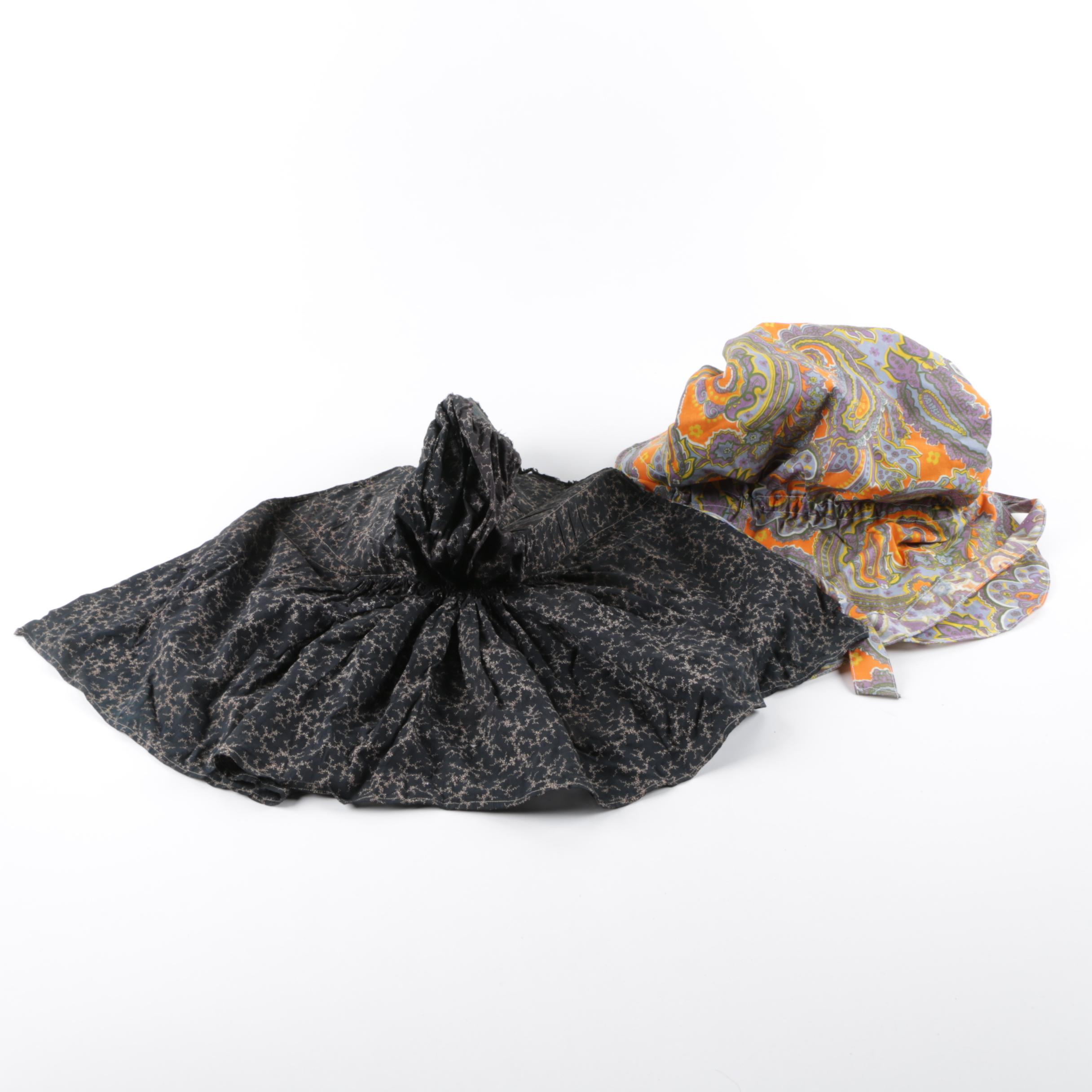 Antique Cotton Bonnet and Contemporary Bucket Hat