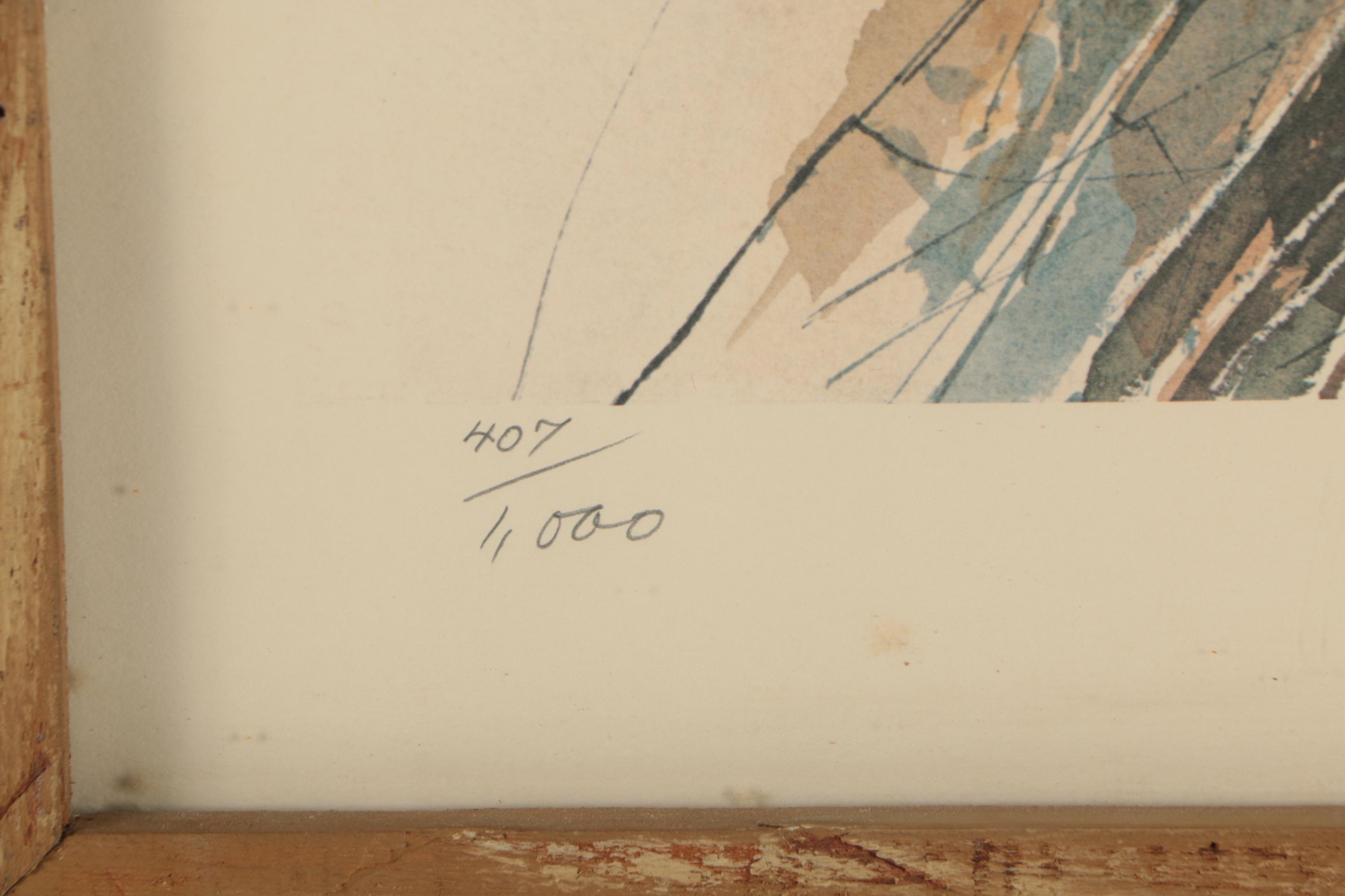 Anton Weiss Vintage Offset Lithographic Limited Edition Print "Winter Hills"