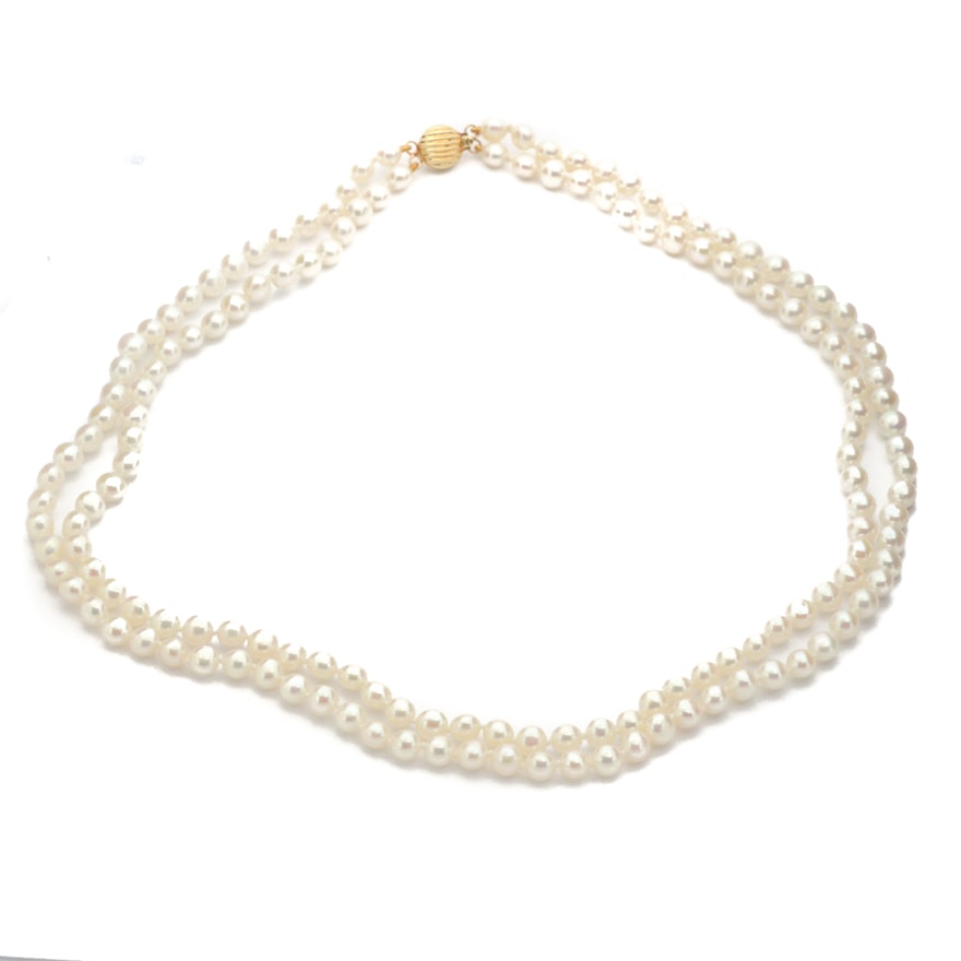 Double Strand Cultured Freshwater Pearl Necklace