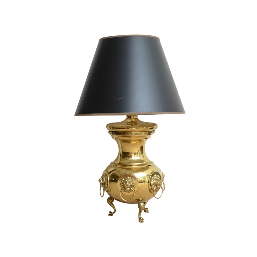 Vintage Brass Lamp with Lions