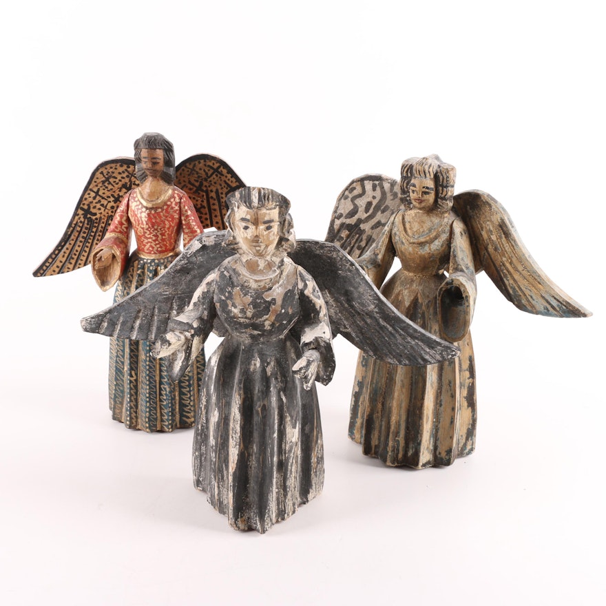 Carved Folk Art-Style Angels