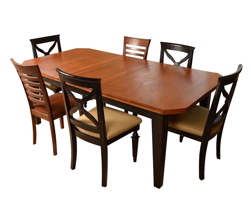 Vintage Oak Extension Dining Table with Chairs