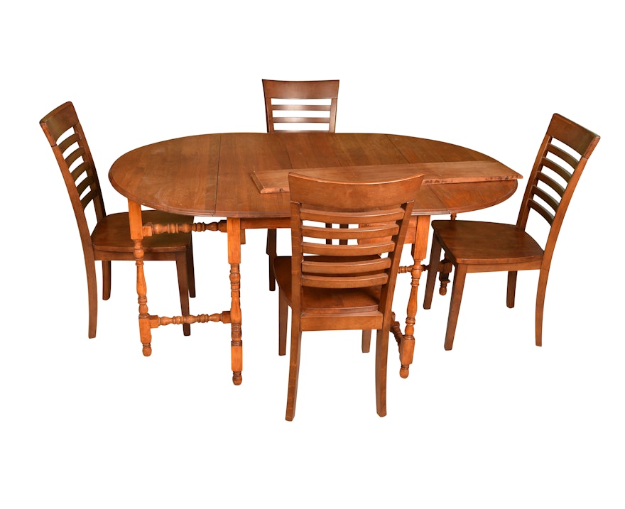 Vintage Gateleg Dining Table with Four Chairs