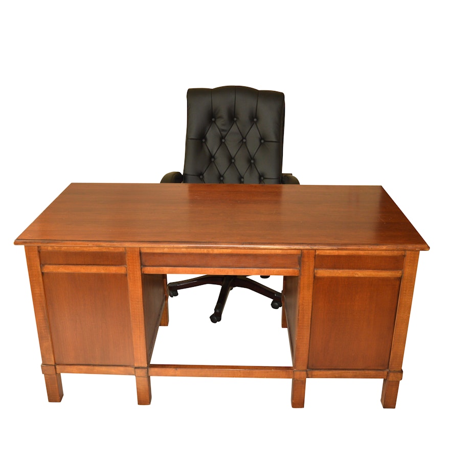 Drexel Heritage Executive Style Desk with Leather Office Chair