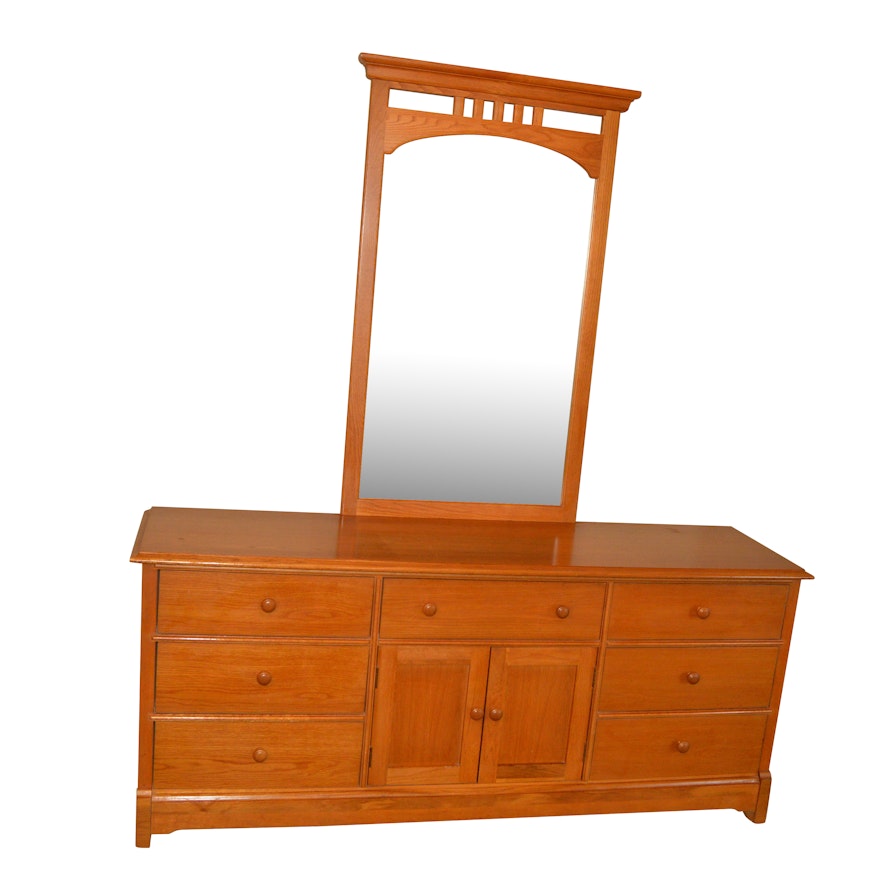 Wood Dresser with Matching Mirror