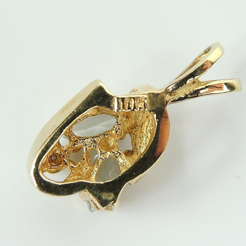 10K Gold Garnet Bracelet and Aquamarine Pendant with Diamonds